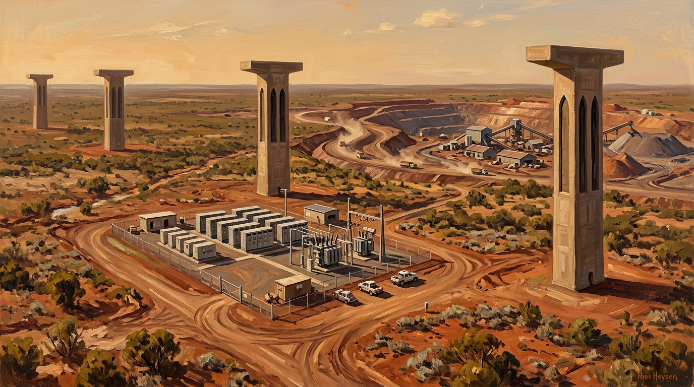 An Ansible Grid Port facility in red landscape, modular racks and converter modules